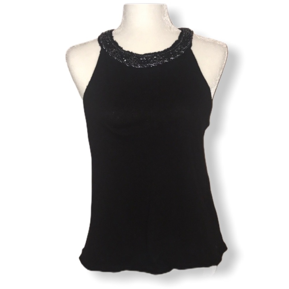 FREE PEOPLE Cotton Top with Beaded Neckline Sz M